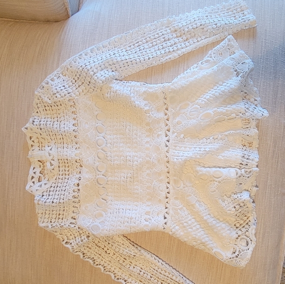 Elegant White Lace Long Sleeve Blouse | Size 2 | - Picture 11 of 11